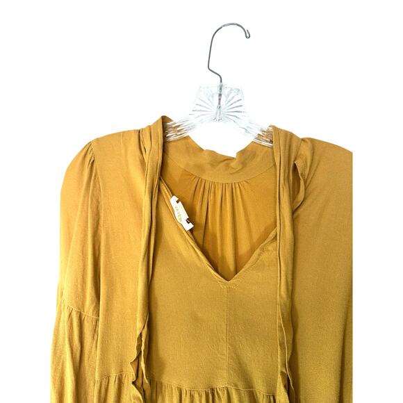 Anthropologie Maeve Yellow Office Work Tie Neck Long Sleeve Blouse Size X-Small - Picture 5 of 10